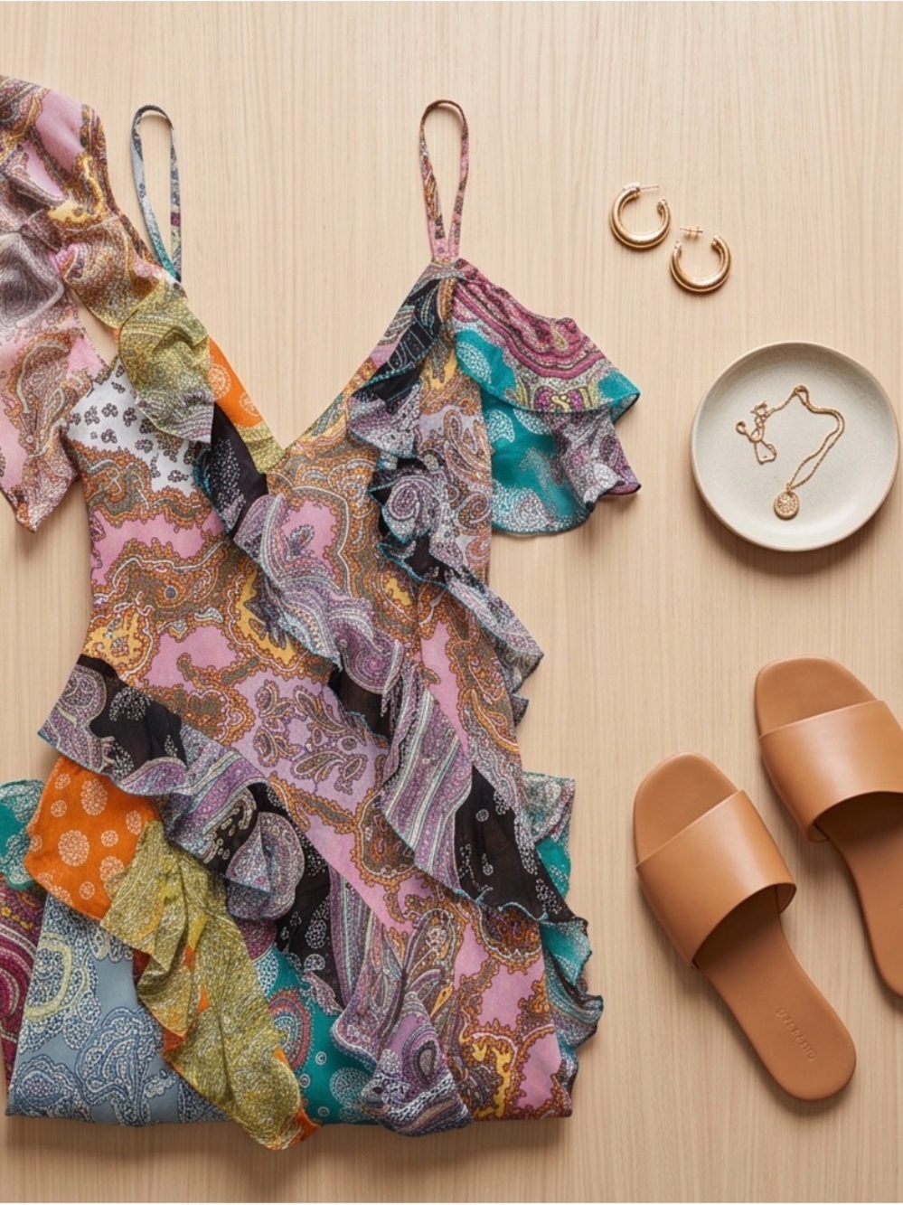 Boho Multi-Color Ruffled Maxi Dress - Picture 4 of 4